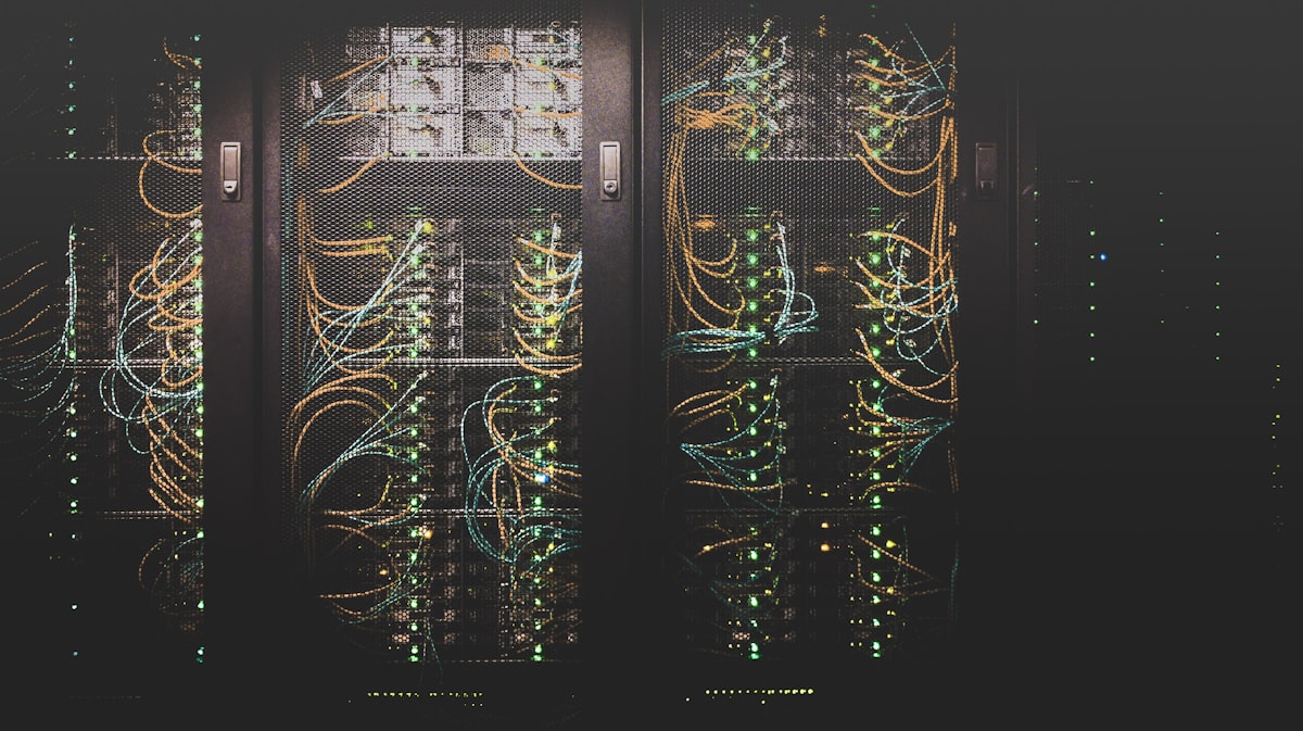 Server racks with network cables in a data center